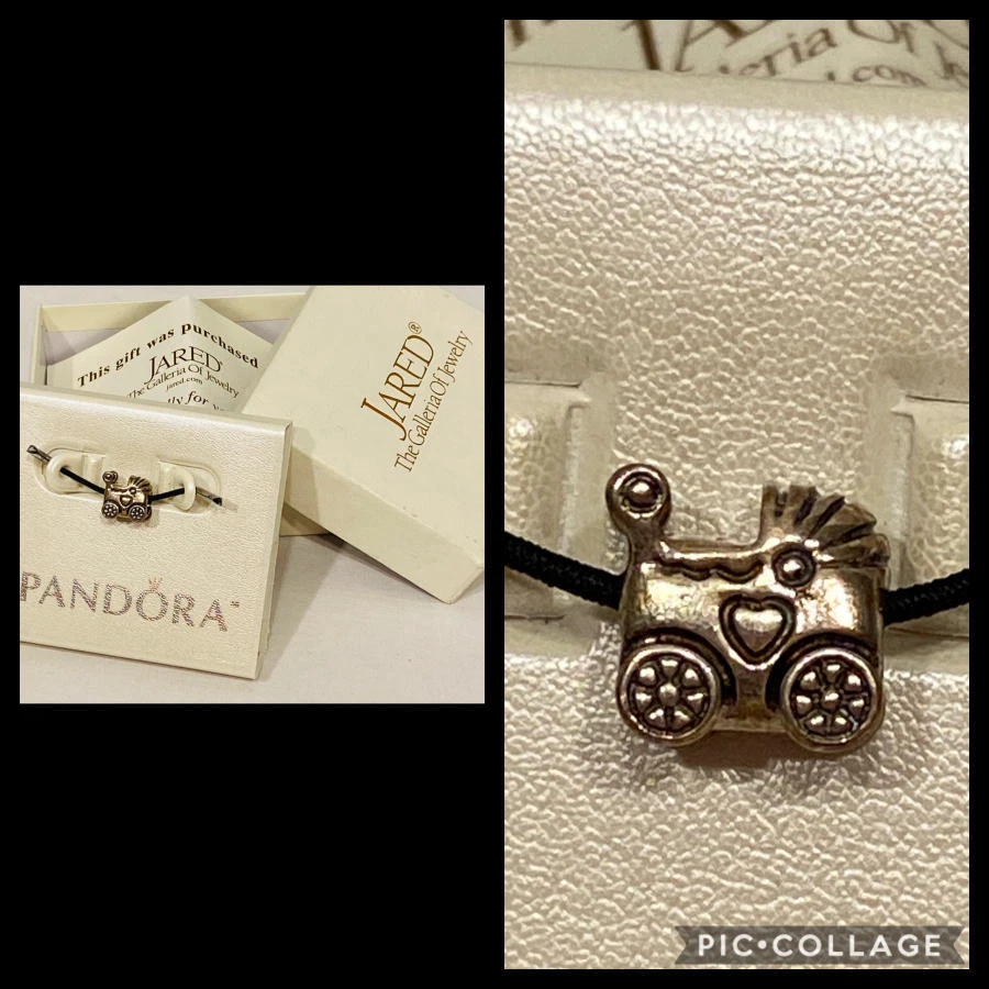 RETIRED PANDORA Bracelet CHARM Baby Buggy Stroller Sterling 925 Silver NEW NIB - Image 2 of 4