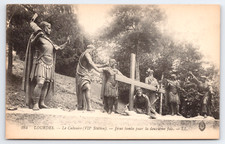 Vtg Postcard Lourdes Calvaire 7th Station France Jesus Christ Falls Cross VII