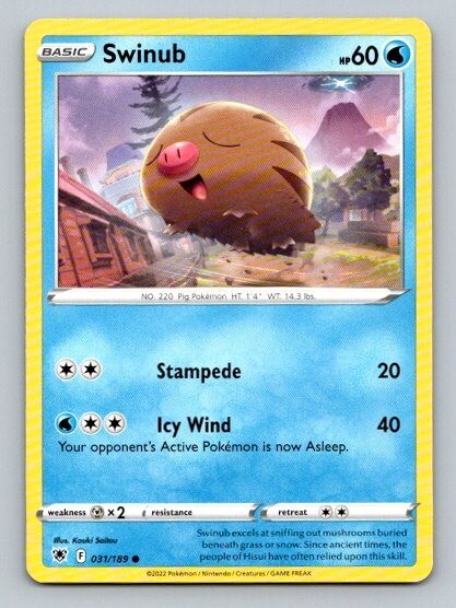 2022 Pokemon Card Astral Radiance Swinub 31/189