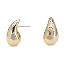 14k-Gold Plated Sparkle Teardrop Dome Stud Earrings