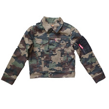 Levis Jean Jacket Youth Size 4 Camouflage Red Tag Sleeve Zip Pocket NWOT