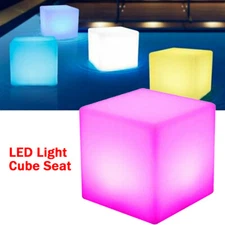 17" LED Cube Light Pub Bar Stool W/Remote Control 16 RGB Colors Changing Chair