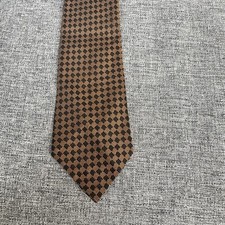 Vintage Tie Skinny Brown Gold Small Check Plaid Retro