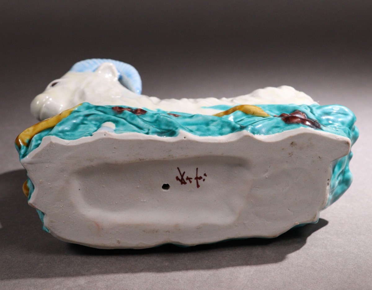 Vintage Japanese Kutani Ware Porcelain Sheep Statue By