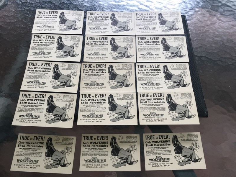 Lot of 15 Jefferson 1c Postage Cards Wolverine Shell Horsehide Shoes Advertisers