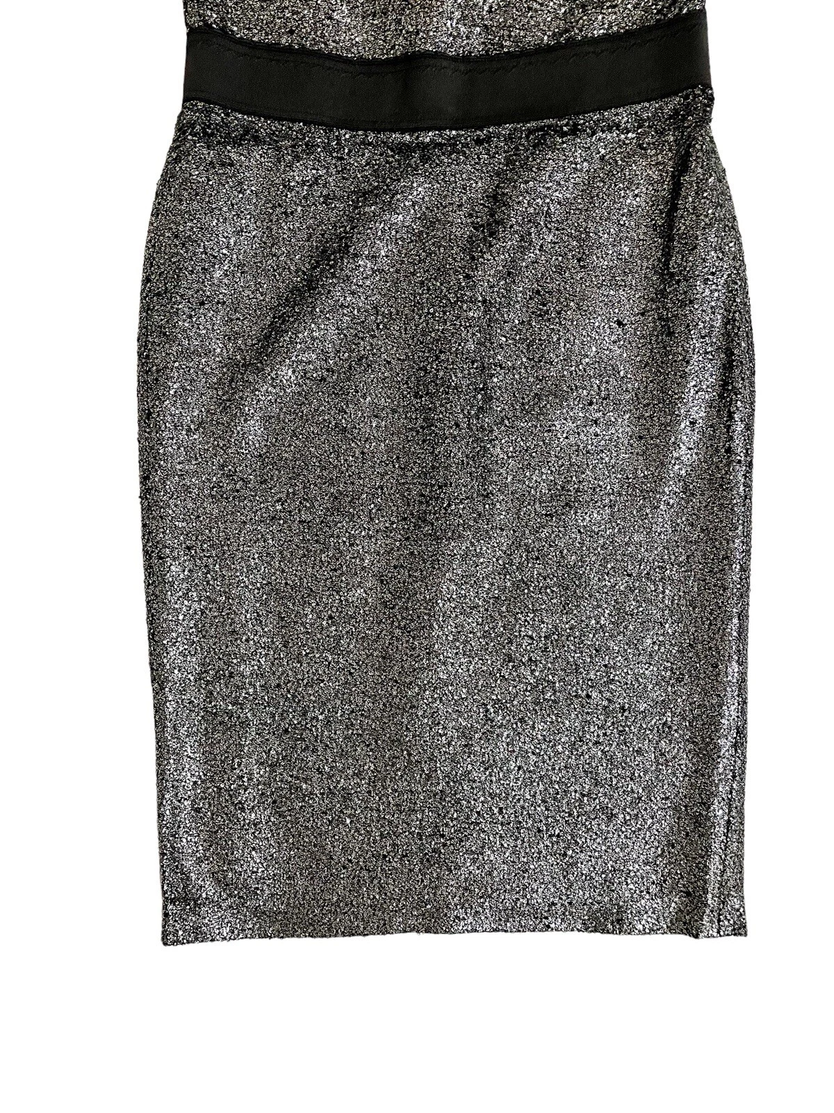 Abito Boutique Moschino Argento Boucle Tubino Metallizzato 48 IT 14US $695 Nuovo con etichette