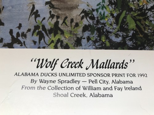 Alabama Ducks Unlimited Wolf Creek Mallards Print Signed Numbered 