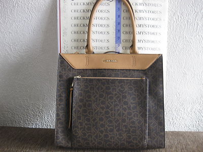 NWT $198 Calvin Klein Brown Satchel Shoulder Bag Handbag