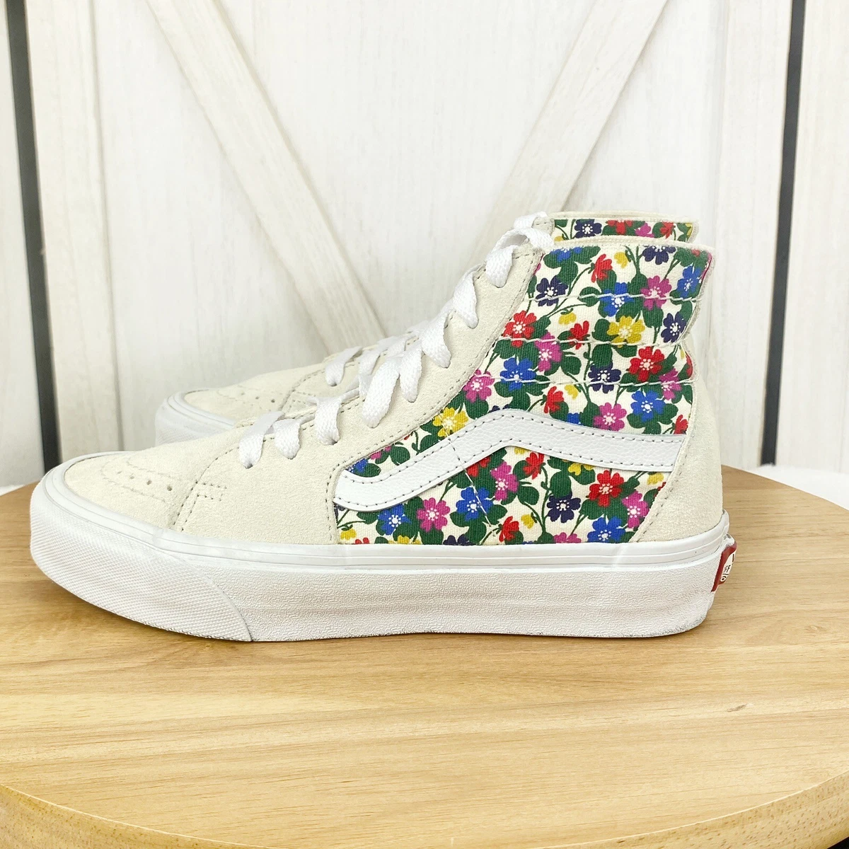 Vans Sk8 Hi Tapered Floral Sneaker White Suede Canvas Multi 3.5 Men 5 Wome
