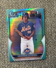 2023 Bowman Chrome Daiverson Gutierrez 1st /125 Aqua Refractor NY Mets Prospect