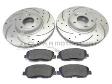 Front 2 Drilled Grooved Brake Discs And Pads For Hyundai Santa Fe 2.2 2013-2017