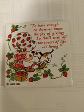 Vintage Strawberry Shortcake Jasco 1981 Ceramic Wall Hanging Plaque 