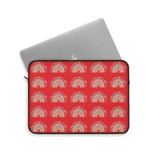 Faithful Rainbow Multi Laptop Sleeve in Red