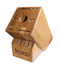 Cutco 13 Slot Honey Oak Wood Knife Block Holds 12 Knives & Sharpener Made in USA