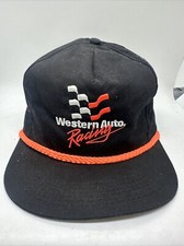 Vintage Western Auto Racing Rope Trucker Snapback Hat Cap Men Black Made in USA
