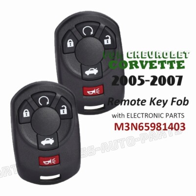 2x M3N65981403 for Chevrolet Corvette 2005 2006 2007 Keyless Remote Key Fob