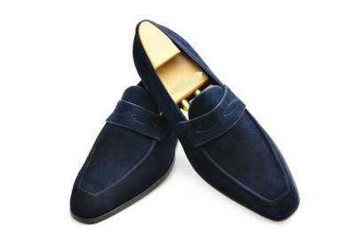Handmade Men,s Original Navy Blue Suede 