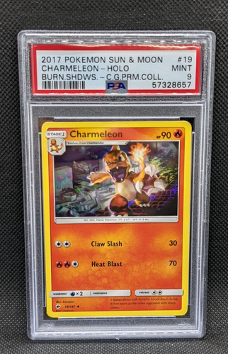 PSA 9 CHARMELEON 19/147 Burning Shadows Premium Collection Holo Pokémon Card  - Afbeelding 1 van 3