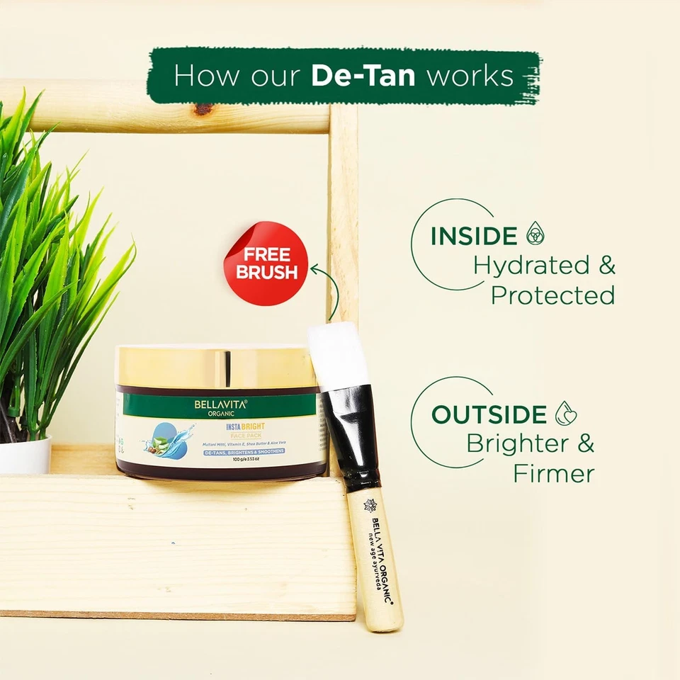 Bella Vita Organic INSTABRIGHT Face Pack for DeTan, Glowing Skin 100 gm - Image 4 of 4