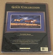 Dimensions Gold / Chris Cummings "Thunder Ridge" Horses Cross Stitch Kit 16x9"