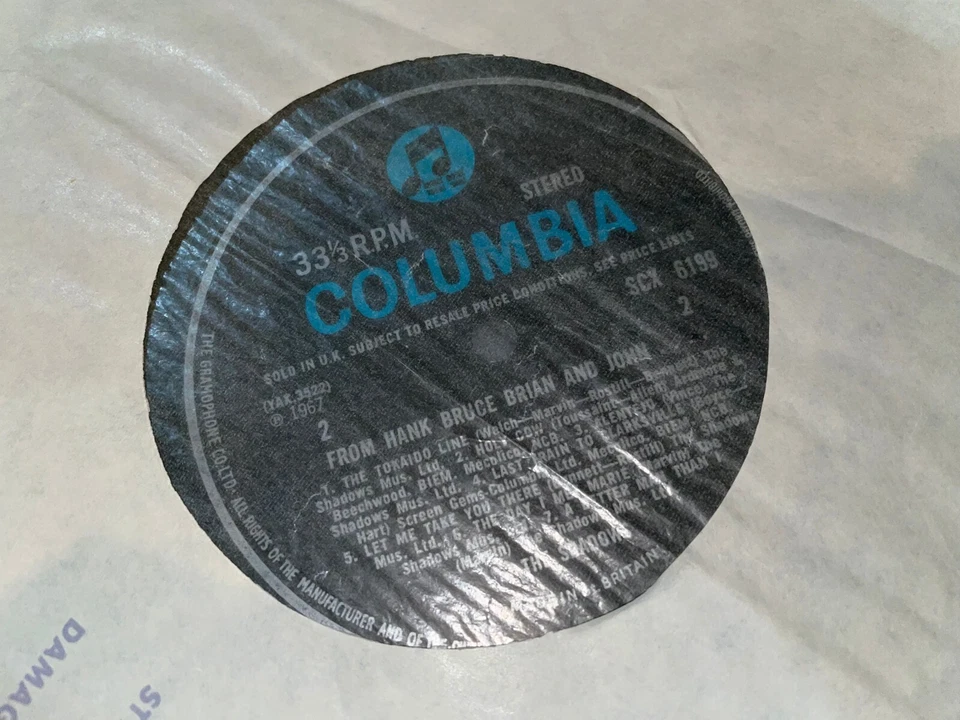 The Shadows ‎– From Hank, Bruce, Brian & John (1967 Pop/Rock LP)(EX/VG+ Cond) - Image 4 of 4