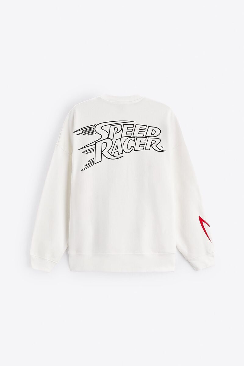 New Zara Speed Racer Sketch Sweatshirt 1277/413 White S New Zara Speed Racer Sketch Sweatshirt 1277/413 White S