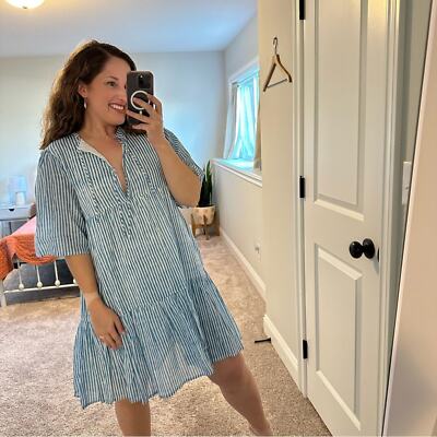 cotton on blue and white striped dress Louisa Short Sleeve Dress