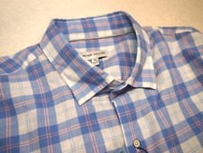 Peter Millar Brushed Cotton Blue Plaid Sport Shirt NWT XL  160
