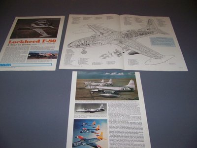 LOCKHEED F-80C ''A STAR IS BORN''....HISTORY/2-PAGE CUTAWAY/SPECS/3-VIEWS (218E)