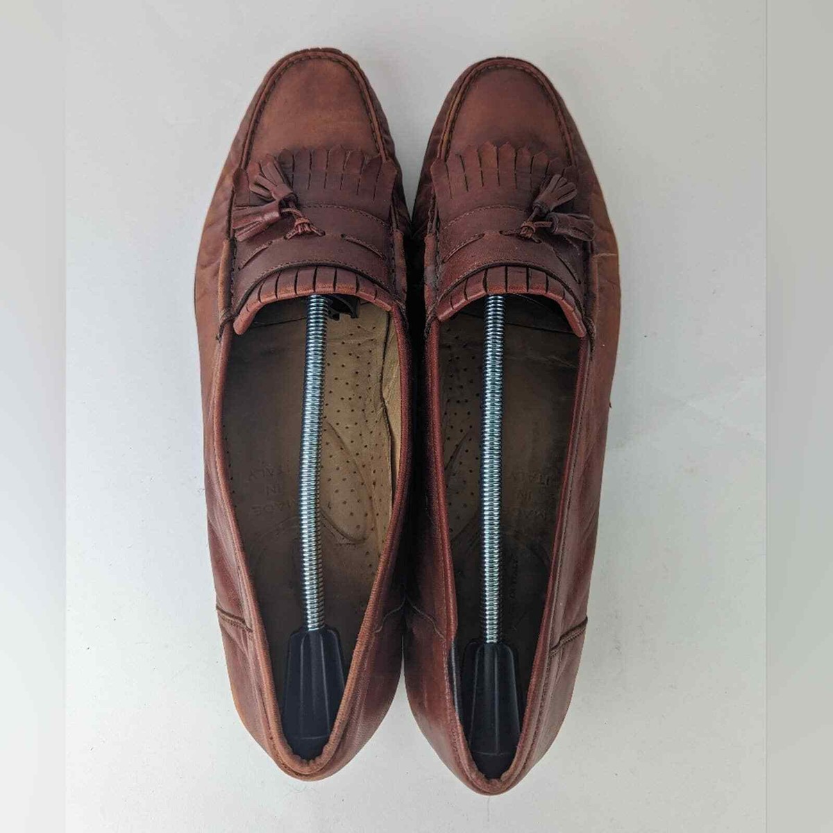Santoni Men\'s Brown Tassles Loafer 15 Santoni Tassel Loafer Light Brown Grain • Brogue main image 3