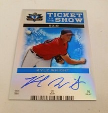 2017 Leaf Valiant Draft Ticket to the Show Blue Kyle Wright #TS-KW1 Auto (34/35)