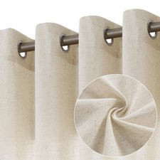 Natural Linen Curtains 84 Inch Length 2 Panels for Living Room Bedroom, Light...