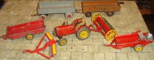JOB LOT OF DINKY FARM INC TRACTOR, HAY RAKE, MANURE,TRAILERS - UNBOXED/PLAYWORN