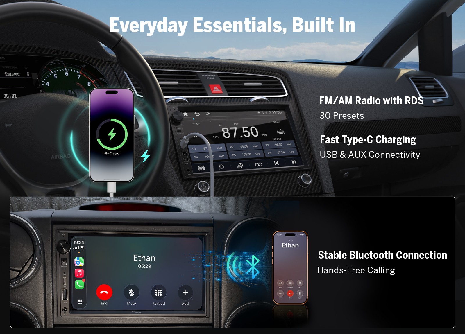 Autoradio Eonon X3 7" Touchscreen con CarPlay e Android Auto foto 6