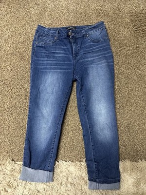 Women s d. jeans Blue Denim Mid Rise Cuffed Hem Jeans Size 8 Stretch