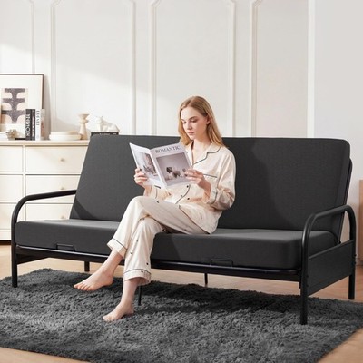 6 Inch Full Size Futon Mattress, Foldable Futons Sofa Couch Bed Foam Floor Ma...