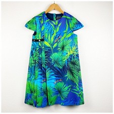 Young Versace Blue/Green Leaf Dress - Medium