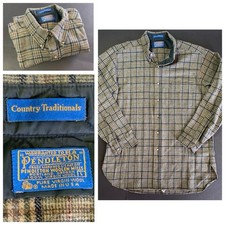 Vintage Pendleton Shirt Plaid Wool Flannel Country Traditional Men  s L USA