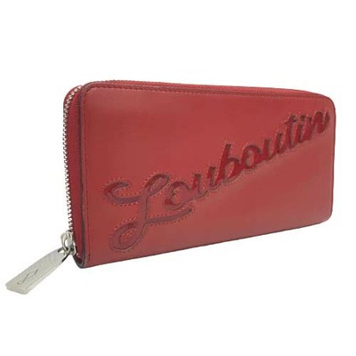 Christian Louboutin Panettone Round Zip Long Wallet Red Leather | eBay