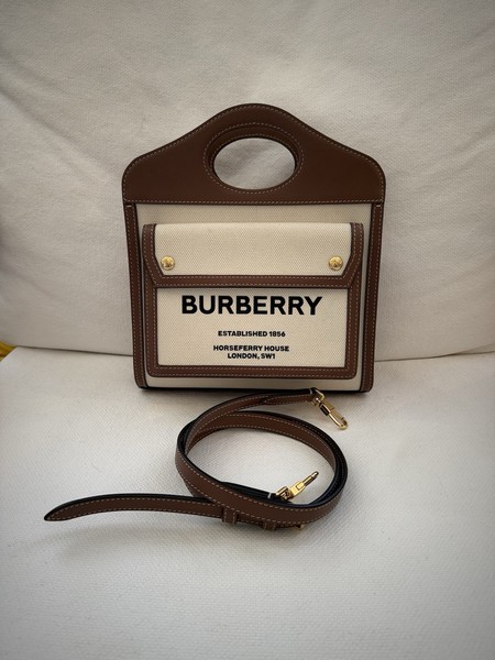 👜 BURBERRY®️ Women's Canvas & Leather Natural/Tan Mini Tote Bag 👜