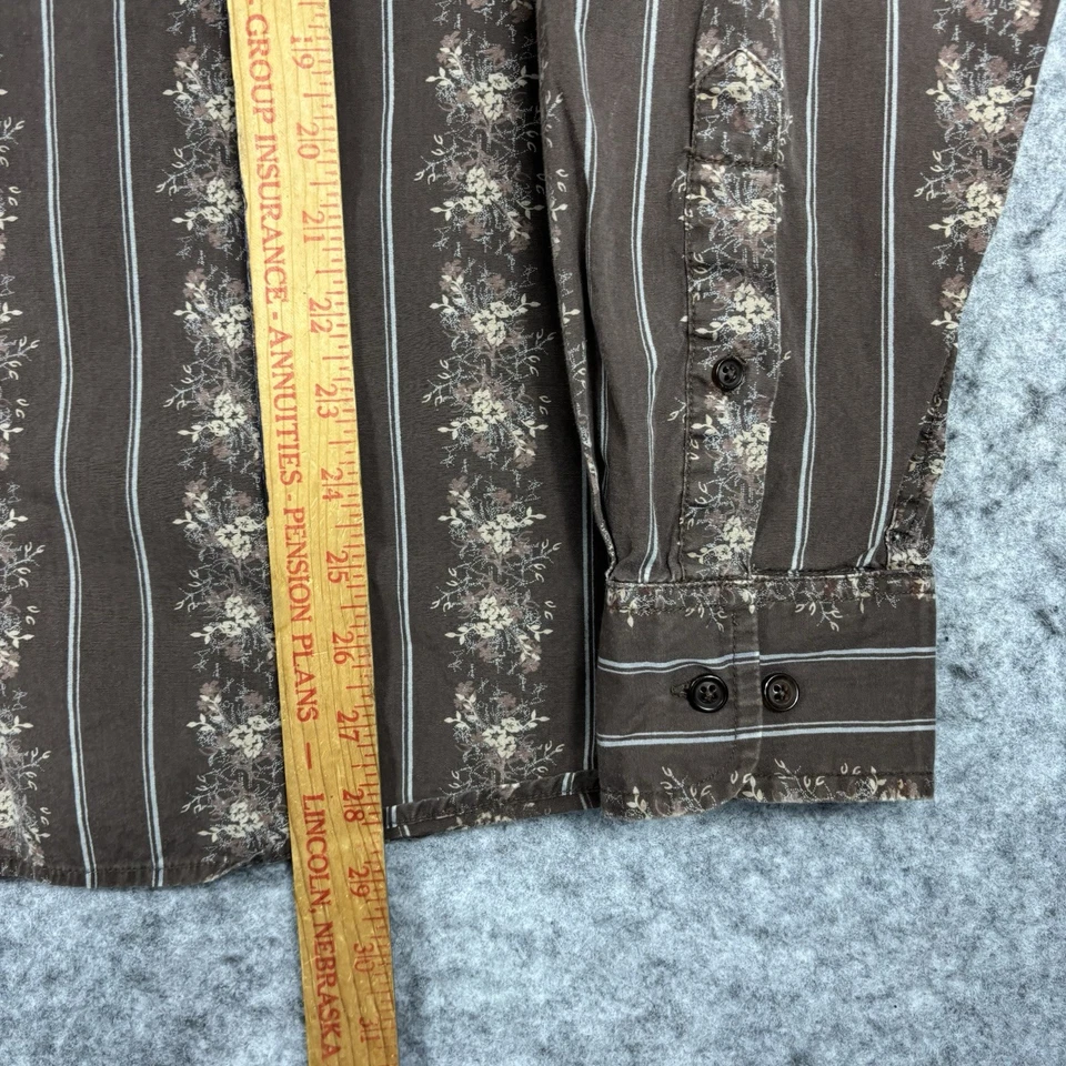 Camisa Sonoma Abotonada Para Hombres XL Marrón Floral Vertical Rayas Vestido Informal Foto 3 de 4