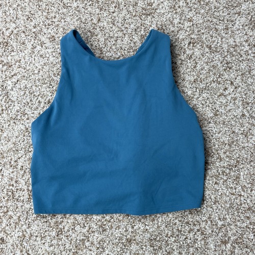 Athleta Conscious Crop Small Green Sports Bra High Neck Built In Shelf Bra