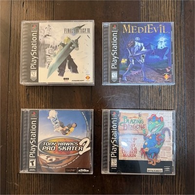 PS1 4 Game Lot CIB Black Label   Final Fantasy VII THPS2 MediEvil