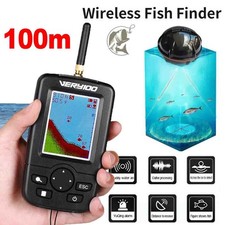 Tragbar Fischfinder 100m Echolot Sonar Sensor LCD Alarm Fischortungsgerät USB
