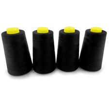 4 Cones Of 3000 Yards Each Spool Thread All Purpose Serger Sewing Black 40S