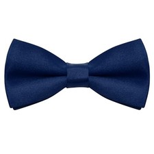 Kids Bow Tie Classic Solid Color Satin Bow Tie Adjustable Neck kids Navy Blue