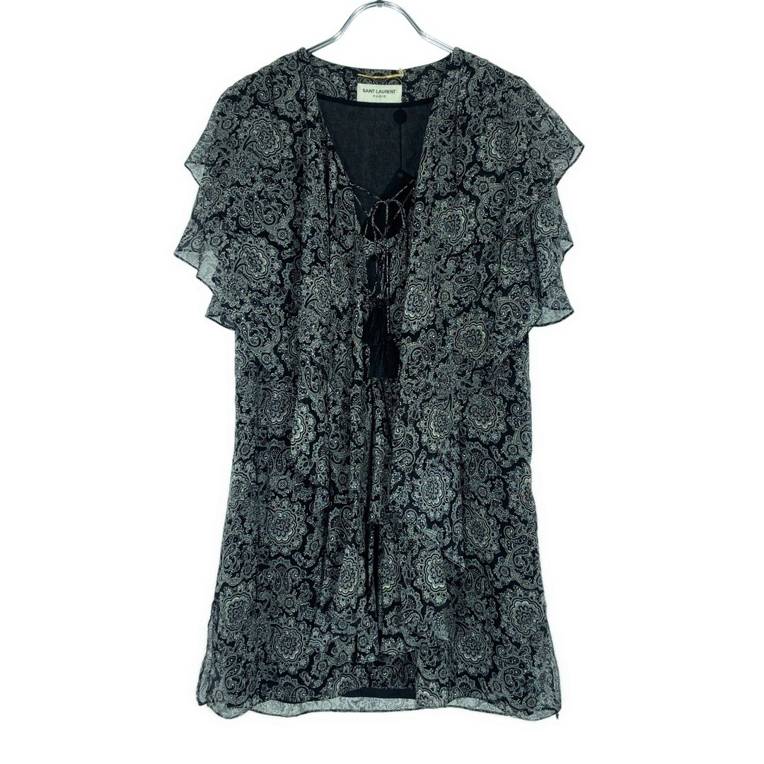 SAINT LAURENT PARIS 19SS blusa paisley collo aperto tunica trasparente 549903 usata MESC 0