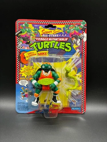 TMNT Sewer Sports Wrestling Shell Slammin Mike vintage Turtles figure MOC 1991