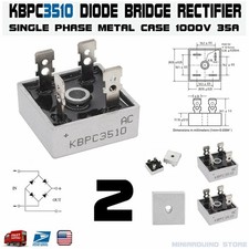 2pcs KBPC3510 Diode Bridge Rectifier Single Phase Metal Case 1000V 35A KBPC-3510
