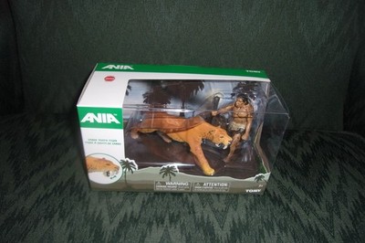 USA Tomy ANIA Saber Toothed Tiger with Neanderthal Cave Man & Cat Figure New/Box